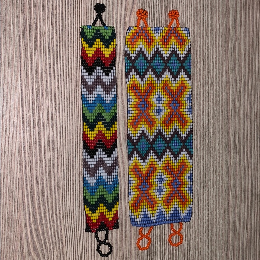 2 tribal beaded handmade bracelets